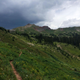 Rain, and particularly afternoon thunderstorms, were a near-daily occurrence on the Colorado Trail. Traversing high passes like this one (Black Hawk Pass) required careful timing to avoid lightning.